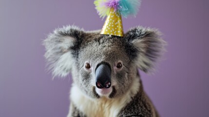 Koala with birthday hat generative ai