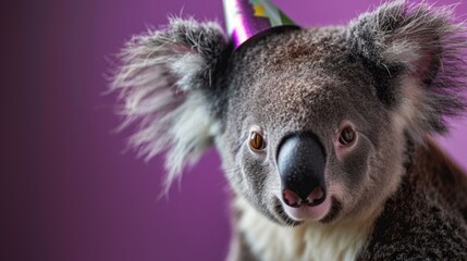 Koala with birthday hat generative ai