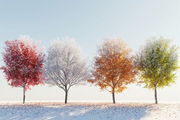 Trees in four seasons of the year - spring, summer, autumn and winter.