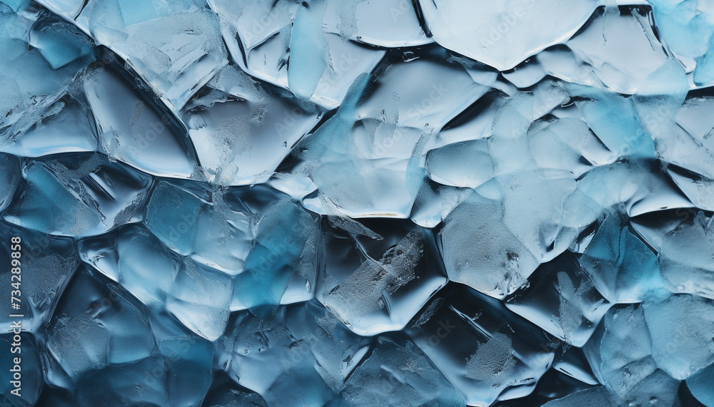 Poster abstract ice crystal pattern on transparent glass backdrop generated by ai