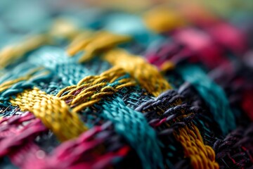 a close up of a colorful piece of cloth - obrazy, fototapety, plakaty