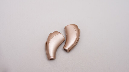 hearing aid isolated on white background. Close-up view, hearing aids for the deaf