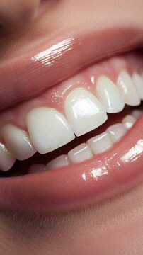 A close-up photograph showcasing the bright white teeth of an individual, reflecting dental care and oral health.