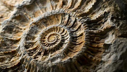a close up of a rock with a spiral design on it