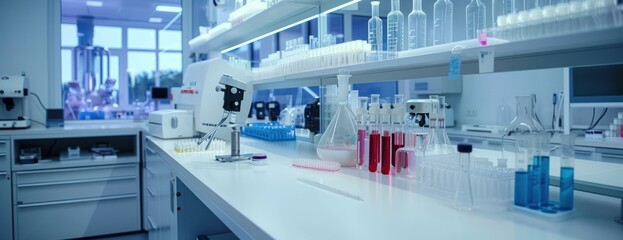 A bustling laboratory filled with a wide range of cutting-edge laboratory equipment used in modern medical research.