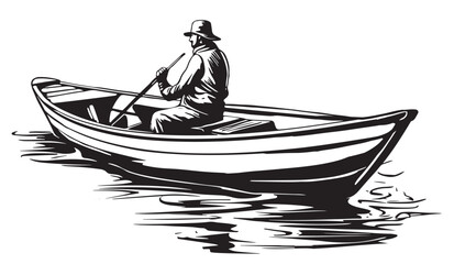 A fisherman in the boat.