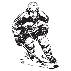 Hockey Player Drawing Vector
