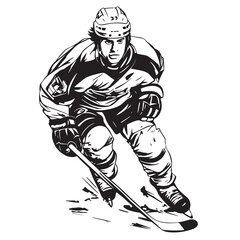 Obraz premium Hockey Player Drawing Vector