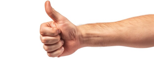 A photo of a mans hand or palm giving a thumbs up sign, indicating a positive response or approval.