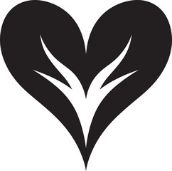 Elegant Black Heart Modern Vector Graphic Icon Intricate Heart Silhouette Sleek Black Abstract Design