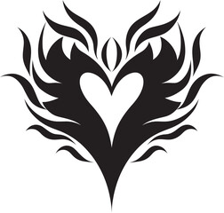 Contemporary Black Heart Elegant Vector Graphic Design featuring Abstract Decorative Elements Sophisticated Vector Heart Intriguing Black Vector Graphic Design with Abstract Touches