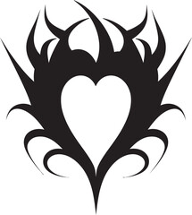Elegant Black Heart Refined Black Vector Graphic Design with Decorative Elements Intricate Heart Silhouette Elegant Black Vector Graphic Design with Abstract Elements