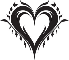 Gothic Grace Abstract Vector Graphics of Black Heart Icon Nocturnal Noir Stylish Black Heart Shape Vector Art