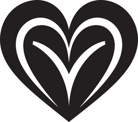 Sleek Black Heart Minimal Vector Design Artistic Heart Symbol Graceful Abstract Icon