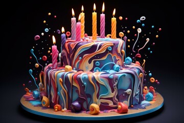 Festive Party birthday cake. Sweet party. Generate Ai