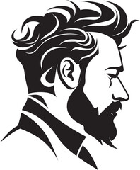 Midnight Muse Elegant Abstract Man Face Vector Graphic Sleek Noir Portrait Modern Vector Design of Black Man Face