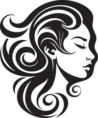 Gothic Grace Chic Black Woman Face Vector Graphic Enigma Expression Elegant Abstract Woman Face Vector Symbol