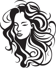 Enigma Expression Elegant Abstract Woman Face Vector Symbol Shadows of Soul Contemporary Vector Graphics of Black Woman Face