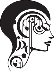 Midnight Muse Stylish Abstract Woman Face Vector Icon Ethereal Elegance Minimalistic Black Woman Face Vector Graphic