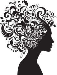 Ethereal Elegance Minimalistic Black Woman Face Vector Element with Abstract Features Gothic Grace Elegant Abstract Woman Face Vector Icon with Noir Accents