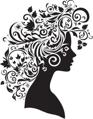 Noir Nectar Elegant Black Woman Face Vector Element with Abstract Embellishments Midnight Serenade Intriguing Abstract Woman Face Vector Graphic with Sleek Black Hues