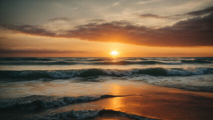 Fototapeta na wymiar illustration of Beautiful Sunset Waves