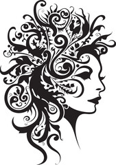 Fototapeta premium Midnight Muse Minimalistic Black Woman Face Vector Icon Ethereal Symphony Intriguing Abstract Woman Face Vector Art