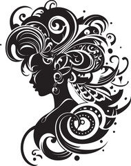 Sleek Shadow Profile Modern Vector Design of Black Woman Face Gothic Grace Chic Abstract Woman Face Vector Graphic