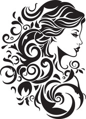 Mystic Noir Muse Sophisticated Vector Design of Black Woman Face Shadowed Elegance Stylish Abstract Woman Face Vector Art
