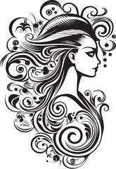 Midnight Muse Stylish Abstract Woman Face Vector Art Ethereal Symphony Minimalistic Vector Design of Black Woman Face