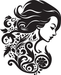 Obsidian Essence Chic Black Woman Face Vector Graphic Silent Silhouette Elegant Abstract Woman Face Vector Graphic