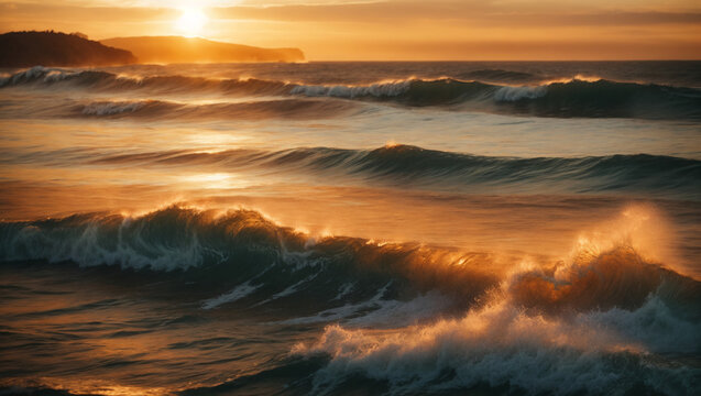 illustration of Beautiful Sunset Waves