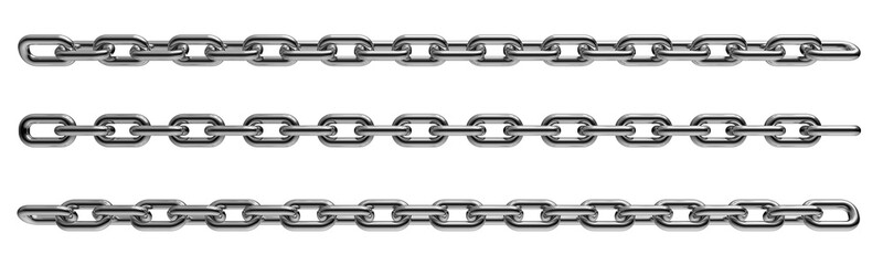 Silver chains isolated on a transparent background. 3D render.