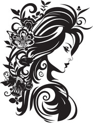 Nocturnal Noir Intriguing Black Woman Face Vector Graphic Chic Noir Portrait Elegant Vector Graphics of Black Woman Face