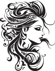 Chic Noir Portrait Elegant Vector Graphics of Black Woman Face Enigma Expression Stylish Abstract Woman Face Vector Graphic