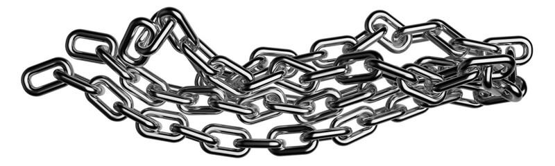 Silver chain isolated on a transparent background. 3D render.