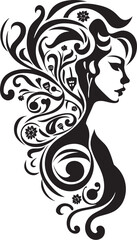 Ethereal Symphony Sleek Vector Graphics of Black Woman Face Sleek Shadow Profile Minimalistic Black Woman Face Icon
