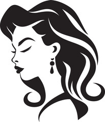 Midnight Noir Profile Contemporary Vector Graphics of Black Woman Face Ethereal Expression Sleek Black Woman Face Vector Graphic