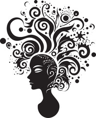 Obsidian Essence Chic Abstract Vector Graphics of Black Woman Face Silent Silhouette Elegant Black Woman Face Vector Art