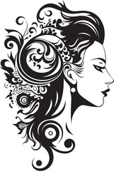 Shadowed Elegance Intriguing Abstract Woman Face Vector Graphic Nocturnal Noir Stylish Black Woman Face Vector Element