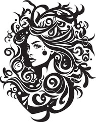 Mystic Noir Muse Minimalistic Vector Design of Black Woman Face Shadowed Elegance Intriguing Abstract Woman Face Vector Graphic