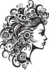 Silhouette Serenade Refined Black Woman Face Vector Graphic Noir Nectar Modern Abstract Woman Face Vector Element