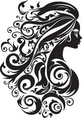 Fototapeta premium Ethereal Noir Muse Elegant Vector Graphic of Black Woman Face Midnight Serenity Minimalistic Black Abstract Woman Face