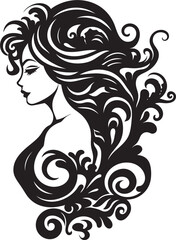 Ink Elegance Stylish Abstract Woman Face Vector Art Shadowed Symphony Intriguing Black Woman Face Icon