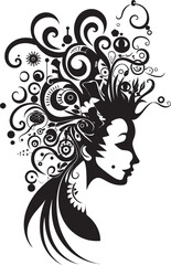 Mystic Noir Muse Modern Black Abstract Woman Face Nocturnal Essence Minimalistic Abstract Woman Face Vector