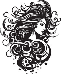 Shadowed Symphony Sophisticated Black Abstract Woman Face Gothic Grace Modern Abstract Woman Face Vector Graphic