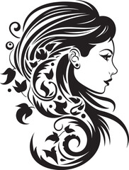 Mystic Noir Muse Chic Vector Design of Black Woman Face Nocturnal Essence Sleek Abstract Woman Face Icon
