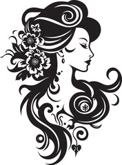 Silhouette Serenade Intriguing Black Woman Face Symbol Ethereal Noir Muse Stylish Abstract Woman Face Vector Element