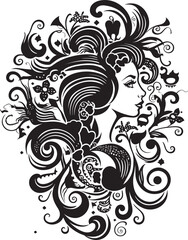 Dark Reflections Elegant Abstract Woman Face Graphic Sleek Shadow Profile Contemporary Black Woman Face Vector Art