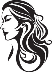 Mystic Muse Chic Vector Graphics of Black Woman Face Midnight Noir Profile Sophisticated Abstract Woman Face Design